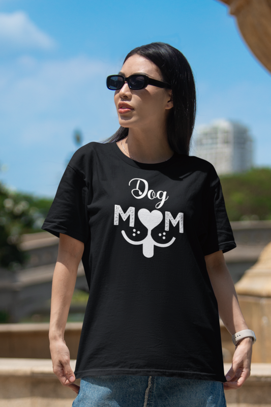 DOG MOM RELAXED FIT BLACK T-SHIRT