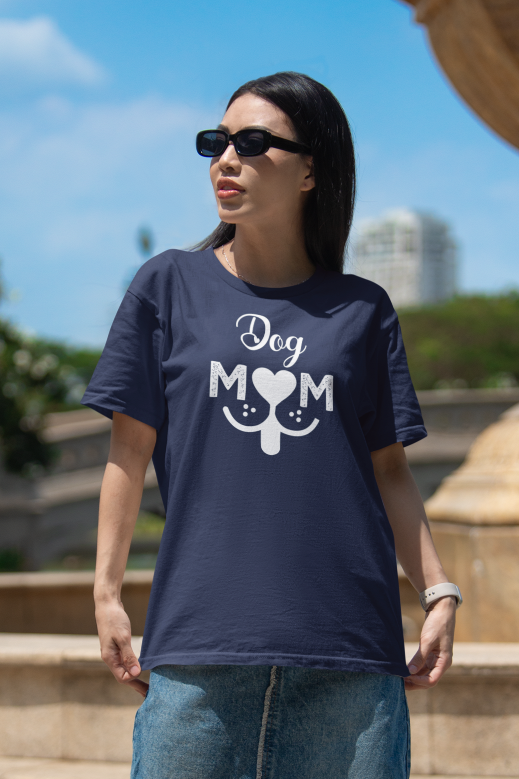 DOG MOM RELAXED FIT BLACK T-SHIRT
